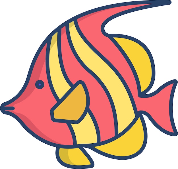 Ilustración vectorial de color lineal de Heniochus Fishsolid