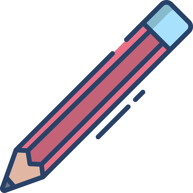 Ilustración vectorial de color lineal de lápiz sólido