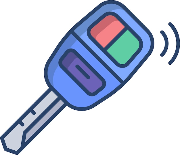Ilustración vectorial de color lineal de las llaves sólidas del automóvil