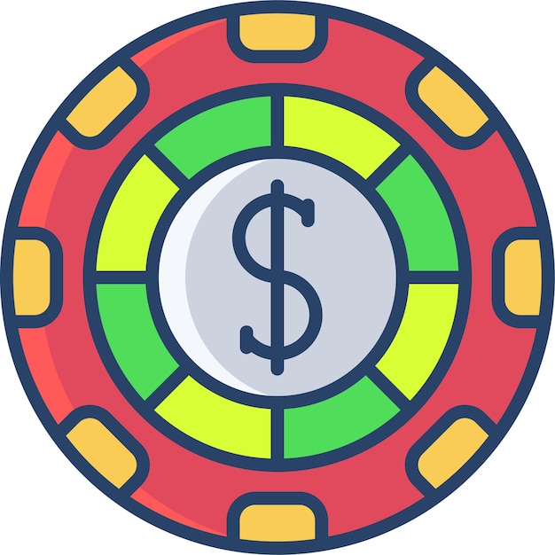 Ilustración vectorial de color lineal de las monedas de casino