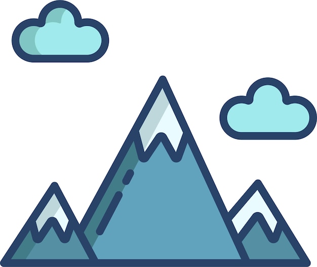 Ilustración vectorial de color lineal de las montañas sólidas