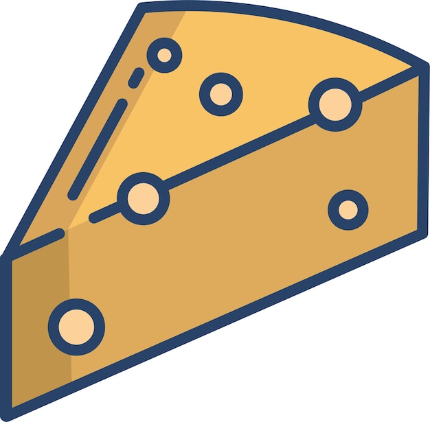 Ilustración vectorial de color lineal de queso sólido
