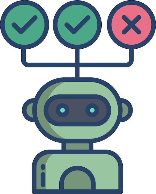 Ilustración vectorial de color lineal de robot de pensamiento sólido