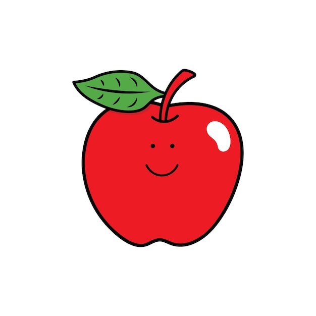 Ilustración vectorial de color niños sonriendo fruta manzana clipart