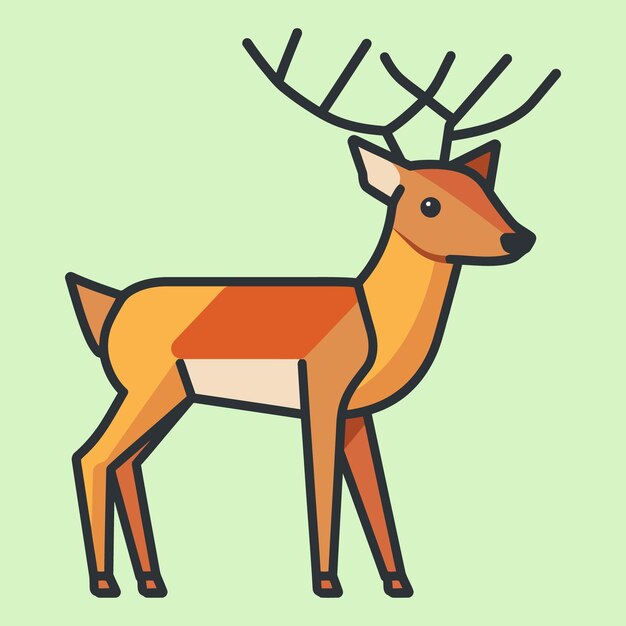 Ilustración vectorial de color plano de minimalismo sencillo de ciervos 2