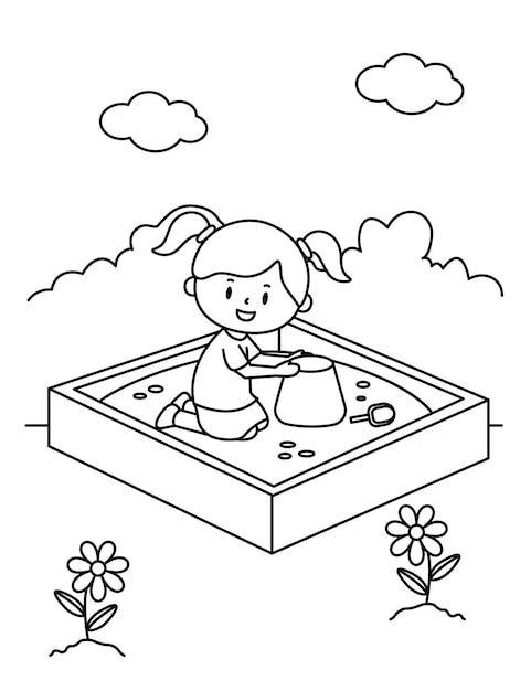 Ilustración vectorial para colorear dibujos animados simples para niños Páginas para colorear divertidas y creativas para niñas