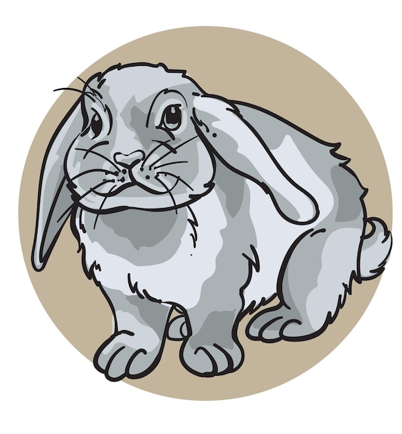 Ilustración vectorial de colores de conejo dibujada a mano