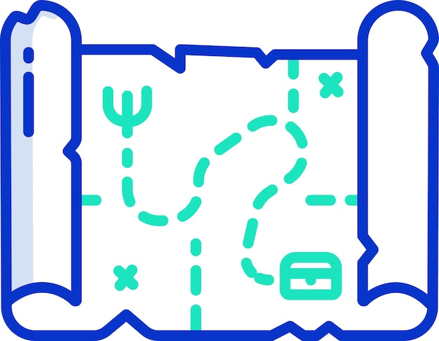 Ilustración vectorial de colores del contorno de Treasure Mapsolid