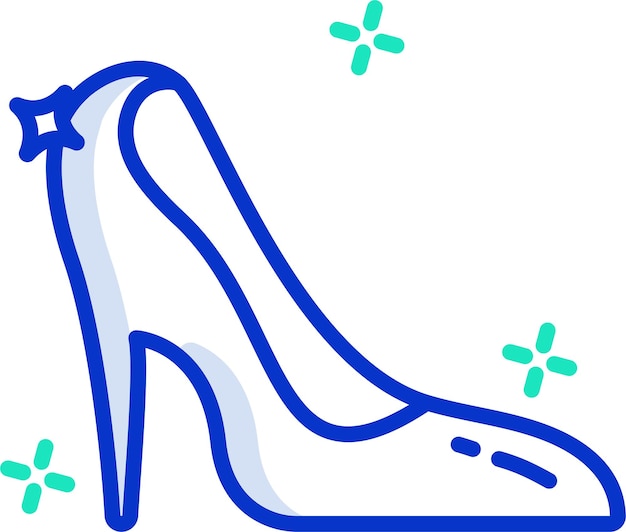 Ilustración vectorial de colores del contorno de los zapatos de la princesa