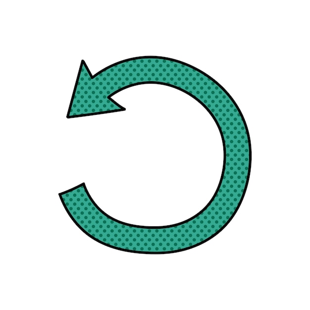 Ilustración vectorial de colores dibujada a mano con una flecha giratoria en sentido contrario a las agujas del reloj