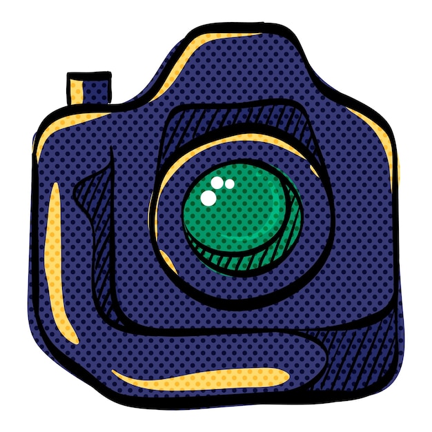 Ilustración vectorial de colores dibujada a mano por el icono de la cámara