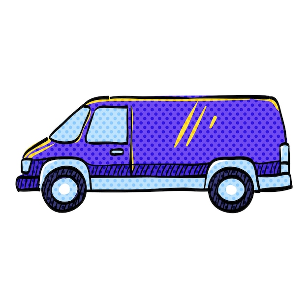 Ilustración vectorial de colores dibujada a mano del icono de medio tono del coche