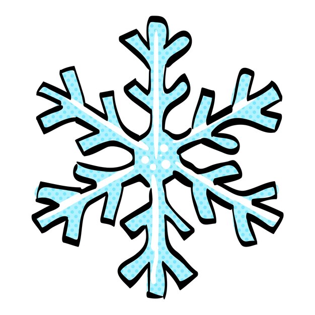 Ilustración vectorial de colores dibujada a mano del icono de medio tono de copo de nieve