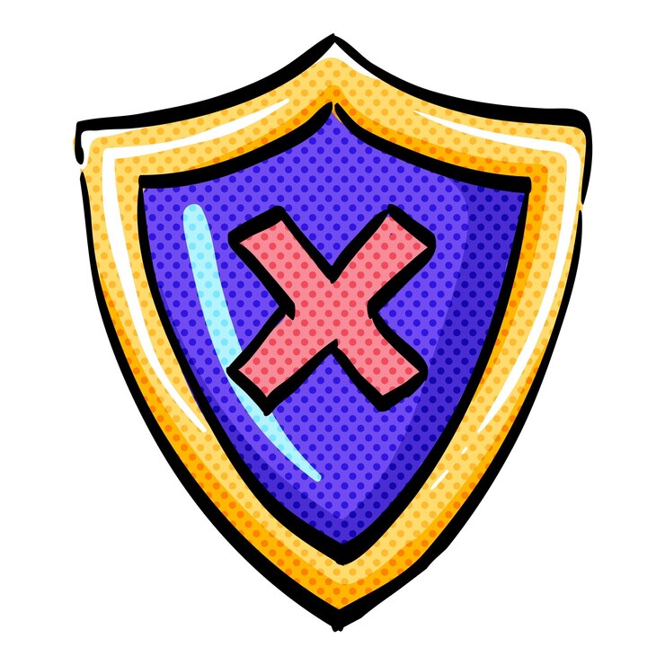 Vector ilustración vectorial de colores dibujada a mano del icono de medio tono del escudo