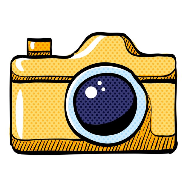 Ilustración vectorial de colores dibujada a mano del icono de reparación de la cámara