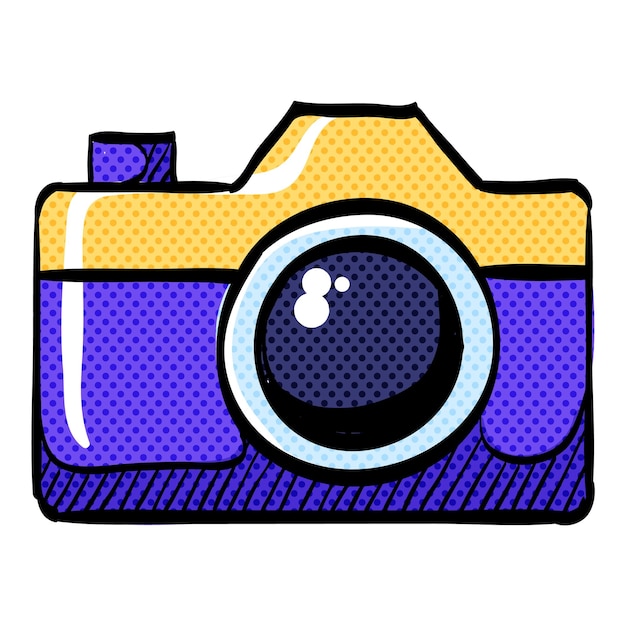 Ilustración vectorial de colores dibujada a mano del icono de reparación de la cámara