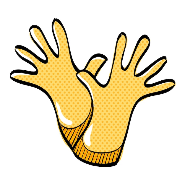 Ilustración vectorial de colores dibujada a mano para limpiar guantes de medio tono