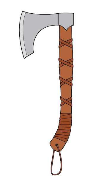 Ilustración vectorial de colores de la hacha vikinga