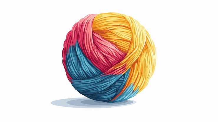 Vector ilustración vectorial colorida de una bola de hilo sobre un fondo blanco