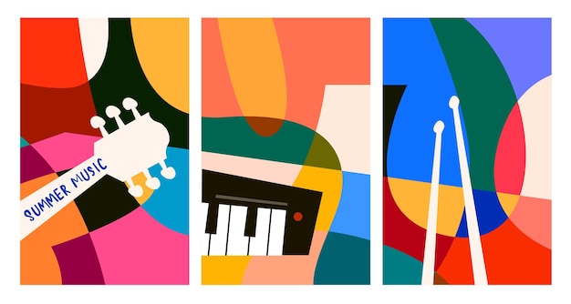 Ilustración vectorial colorida del festival de música de verano