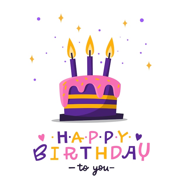 Ilustración vectorial colorida con globos Texto de felicitación de cumpleaños Letrado dibujado a mano