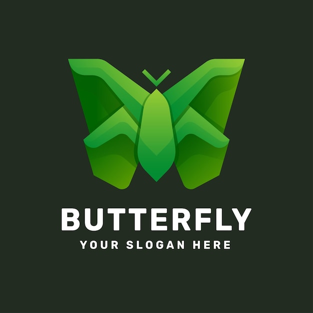 Ilustración vectorial colorida del logotipo con gradiente de mariposa