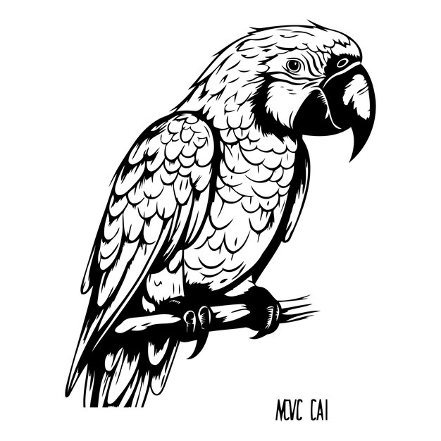 Ilustración vectorial colorida del loro guacamayo aislada sobre un fondo blanco