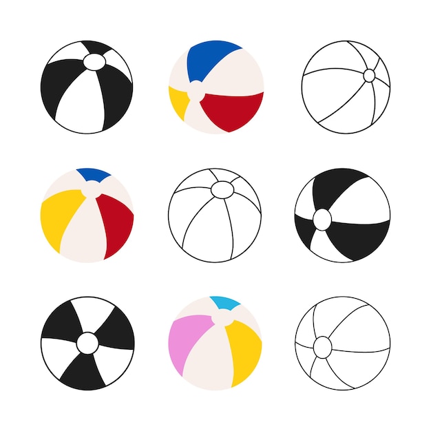Ilustración vectorial colorida de la pelota de playa Silueta Pelota de playa inflable Silueta de pelota de praia SVG