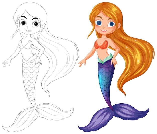 Ilustración vectorial colorida de la sirena