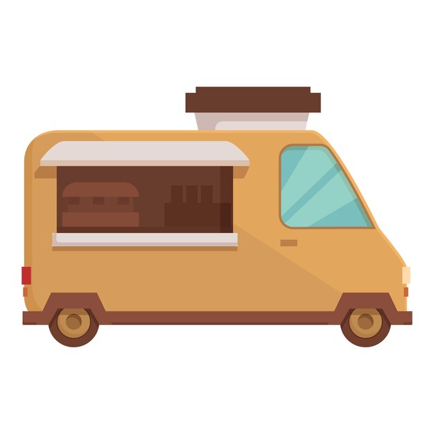 Ilustración vectorial de un colorido camión de comida al estilo de dibujos animados sobre un fondo blanco