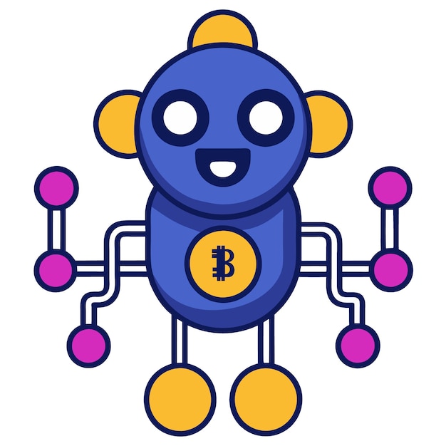 Ilustración vectorial de la combinación de inteligencia artificial y bitcoins