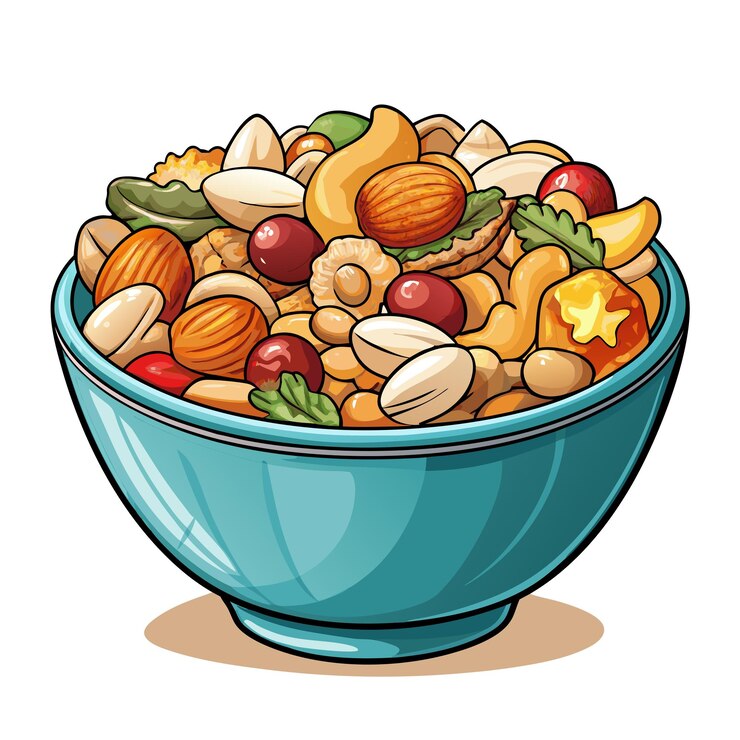 Vector ilustración vectorial de comida para bocadillos de iconic trail mix