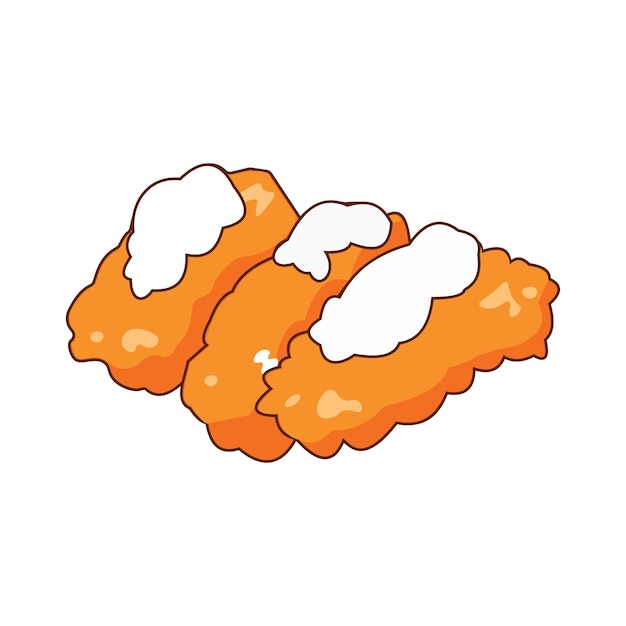 Ilustración vectorial de comida chatarra rápida de pollo frito crujiente y crujiente