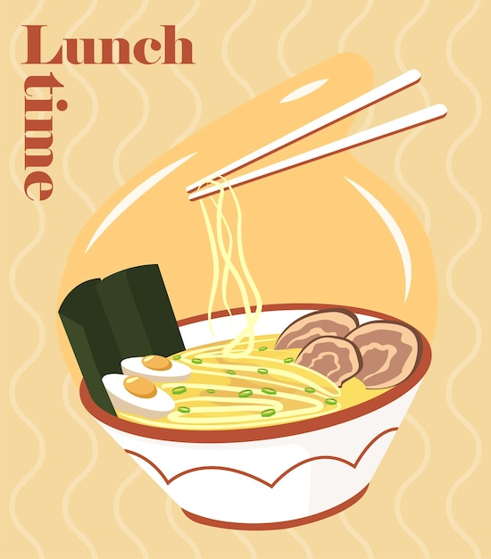 Ilustración vectorial de comida japonesa Ramen