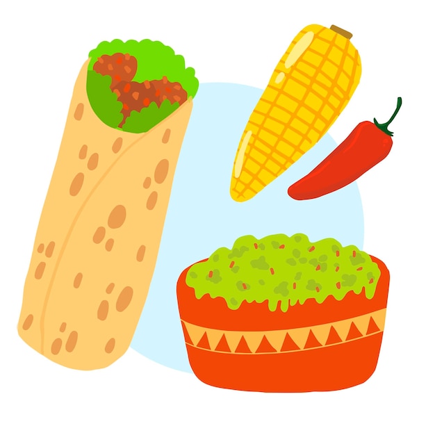 Vector ilustración vectorial de comida latinoamericana