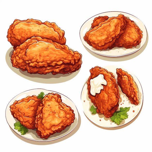 ilustración vectorial comida pollo comida rápida crujiente caliente delicioso restaurante carne frita ta