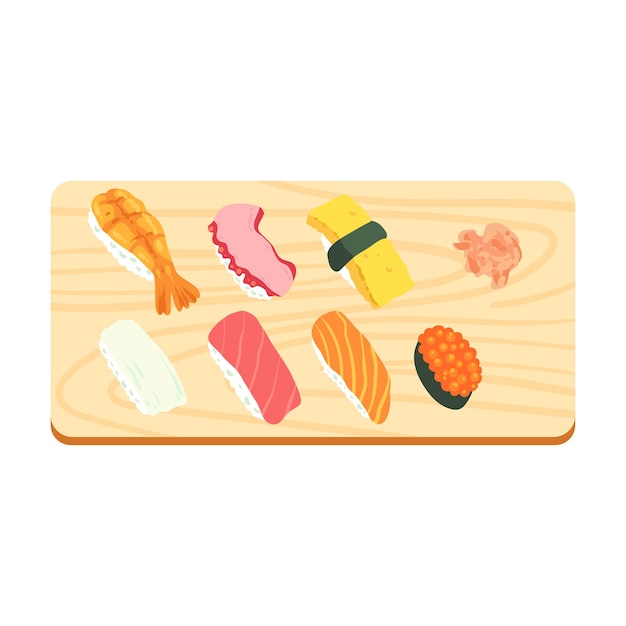ilustración vectorial de comida sushi