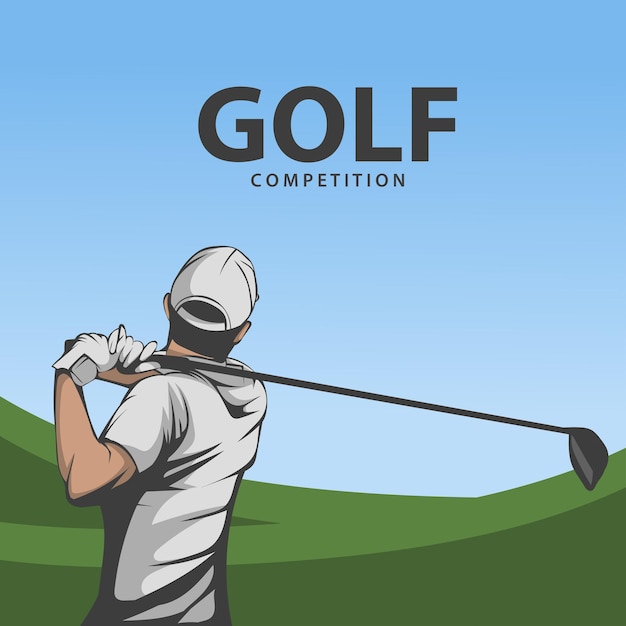 Ilustración vectorial de la competencia de jugadores de golf