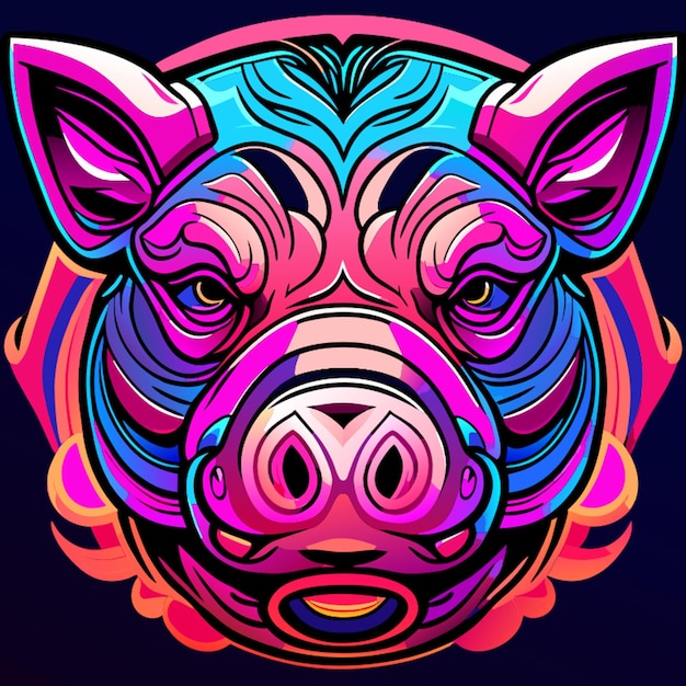Vector ilustración vectorial completa de cabeza de cerdo