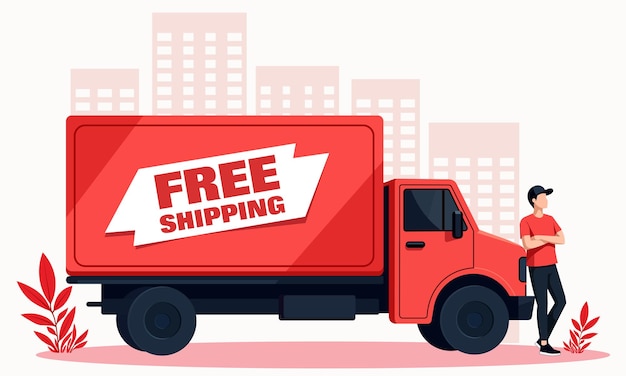 Ilustración vectorial para compras en línea y servicios de mensajería