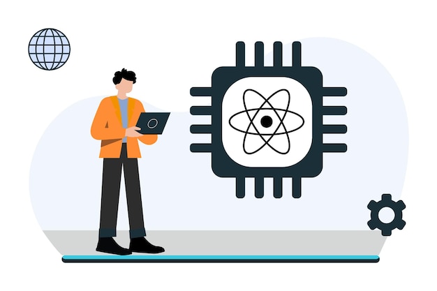 Ilustración vectorial de computación cuántica