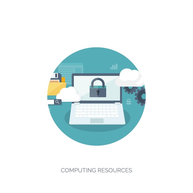 Ilustración vectorial de computación en nube plana de fondo de almacenamiento de datos tecnología de red multimedia