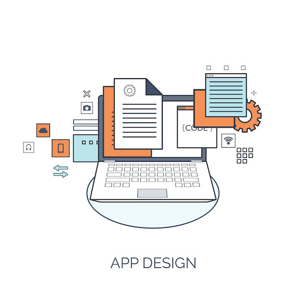 Ilustración vectorial computación plana programación de fondo codificación desarrollo web y búsqueda seo