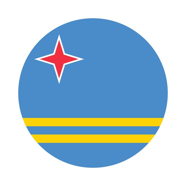 Vector ilustración vectorial por computadora del icono del logotipo del círculo de la bandera de aruba