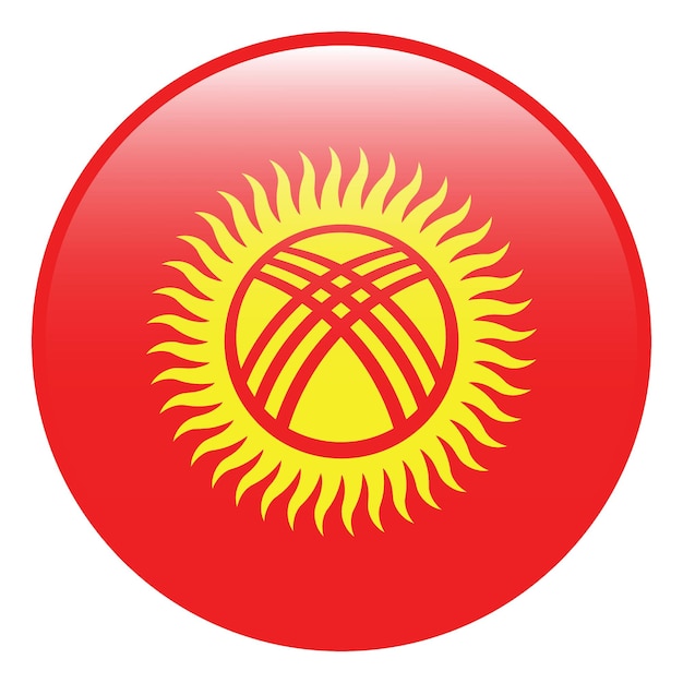 Ilustración vectorial por computadora del icono del logotipo del círculo de la bandera de Kirguistán