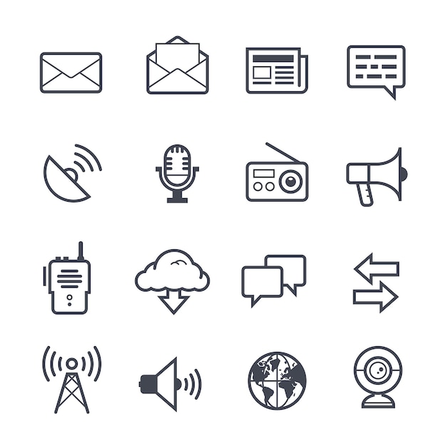 Ilustración vectorial de comunicación con icono en negrita en fondo blanco