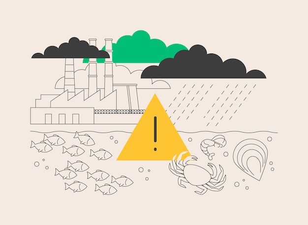 Ilustración vectorial del concepto abstracto de acidificación de los océanos