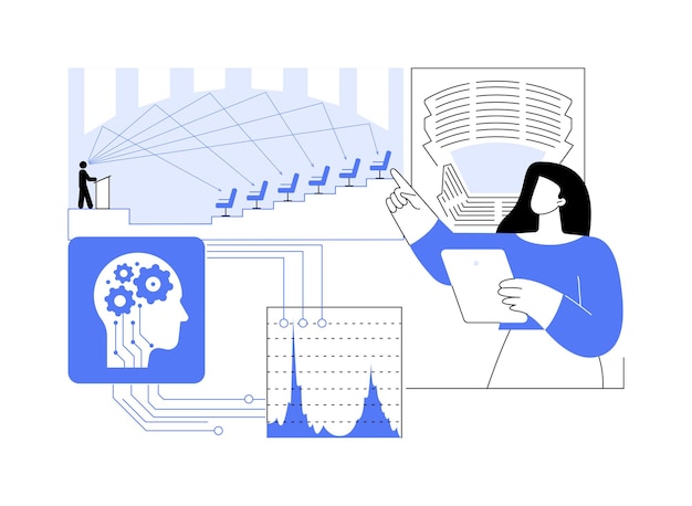 Ilustración vectorial de concepto abstracto de AIPowered Acoustic Design