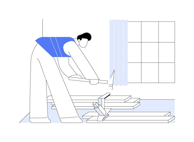 Ilustración vectorial del concepto abstracto de colocación de pisos de madera dura