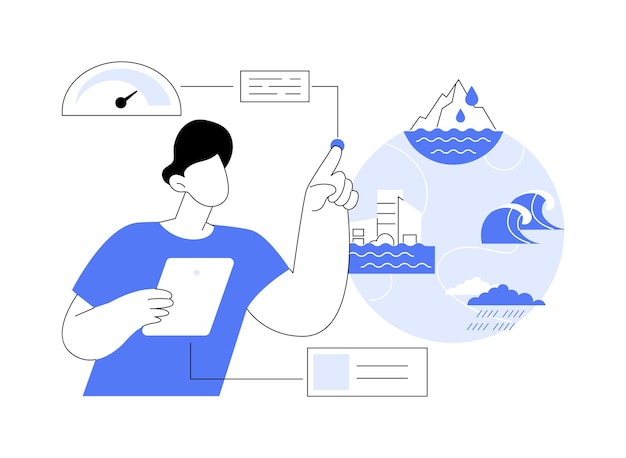 Ilustración vectorial del concepto abstracto de elevación del nivel del mar